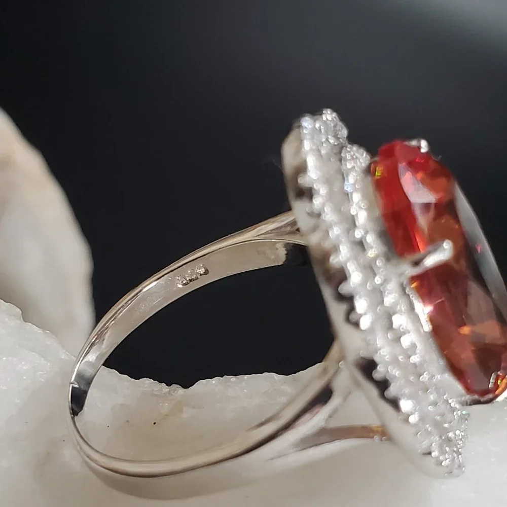 Sterling Silver 925 Ring Alexandrite Stone White Topaz Crystals Silverdmith
